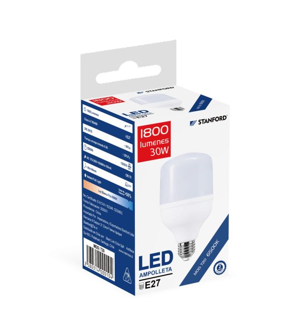 Ampolleta Led Alta Potencia STANFORD 6500K 30W