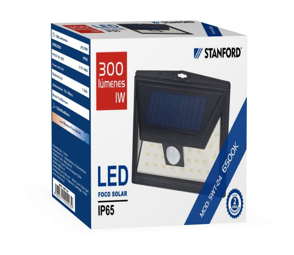 Aplique Solar Muro 1W IP65 300Lumenes 6500K STANFORD