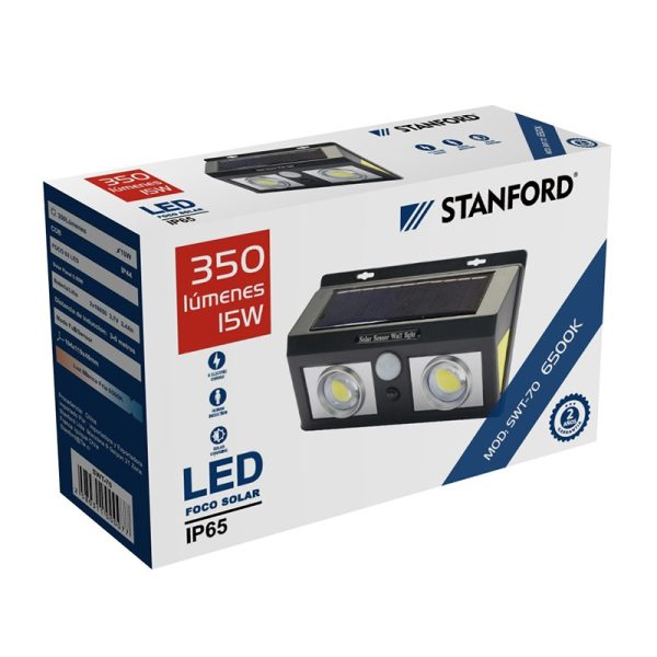 Aplique Led Solar 15W IP65 450 Lúmenes 6500K STANFORD