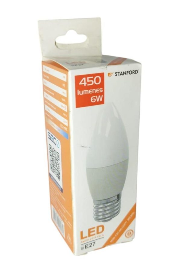 Ampolleta Led Vela STANFORD E27 (Cálida) 6W